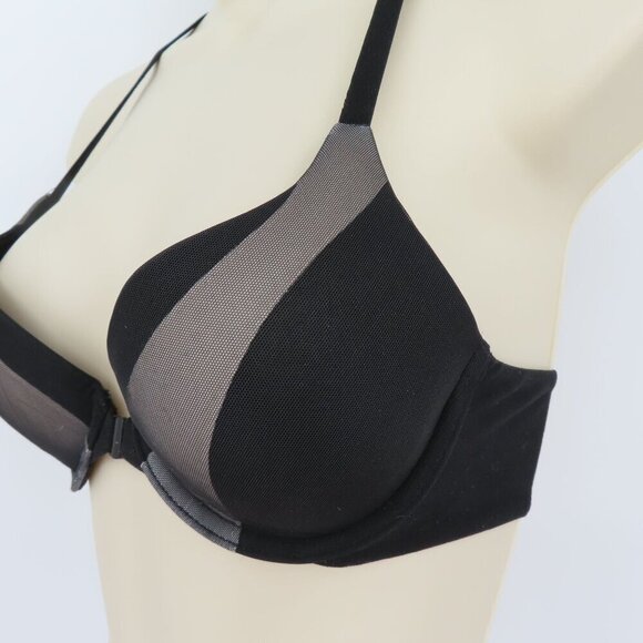 Victorias Secret 32B Bra Perfect Shape Front Hook Mesh Strap Accent Padded Wired - Picture 4 of 14